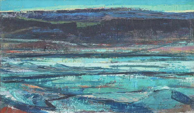 LARS MATSON. oljemålning, "Vårvinter vid Vindelälven", signera, duk.