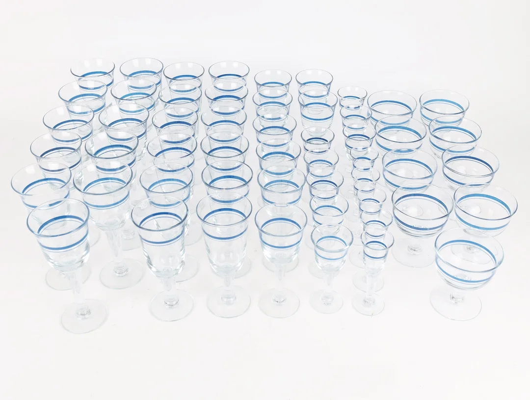 Ole Winther for Holmegaard: Blue bell glass set (53) — Glass, porcelain and ceramics/Glasses — Lauritz