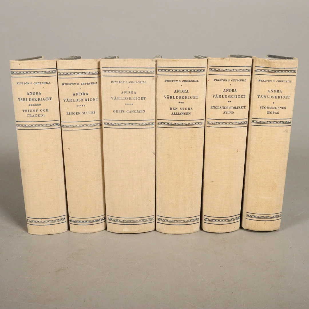 WINSTON CHURCHILL. Andra världskriget. 6 volymer, Skoglunds bokförlag Stockholm. — Books — Höörs Auktionshall