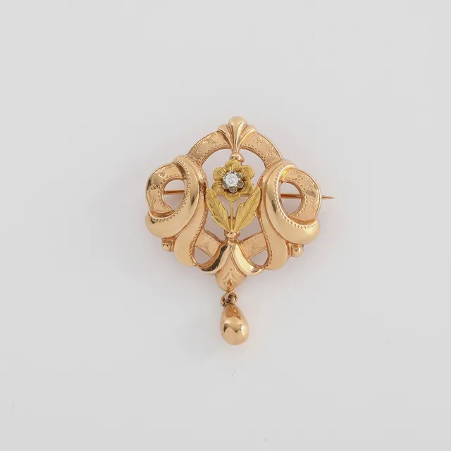 BROSCH MED DIAMANT 0,05ct, 18K guld, 1956.
