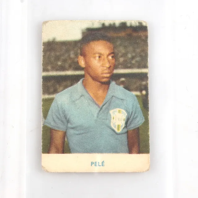 ALFABILDER, 11 st, bla. den första samlarbilden på Pelé, Brasiliens lagbild, Garrincha, Dejalma Santos mfl. Från Fotbolls VM i Stockholm 1958.