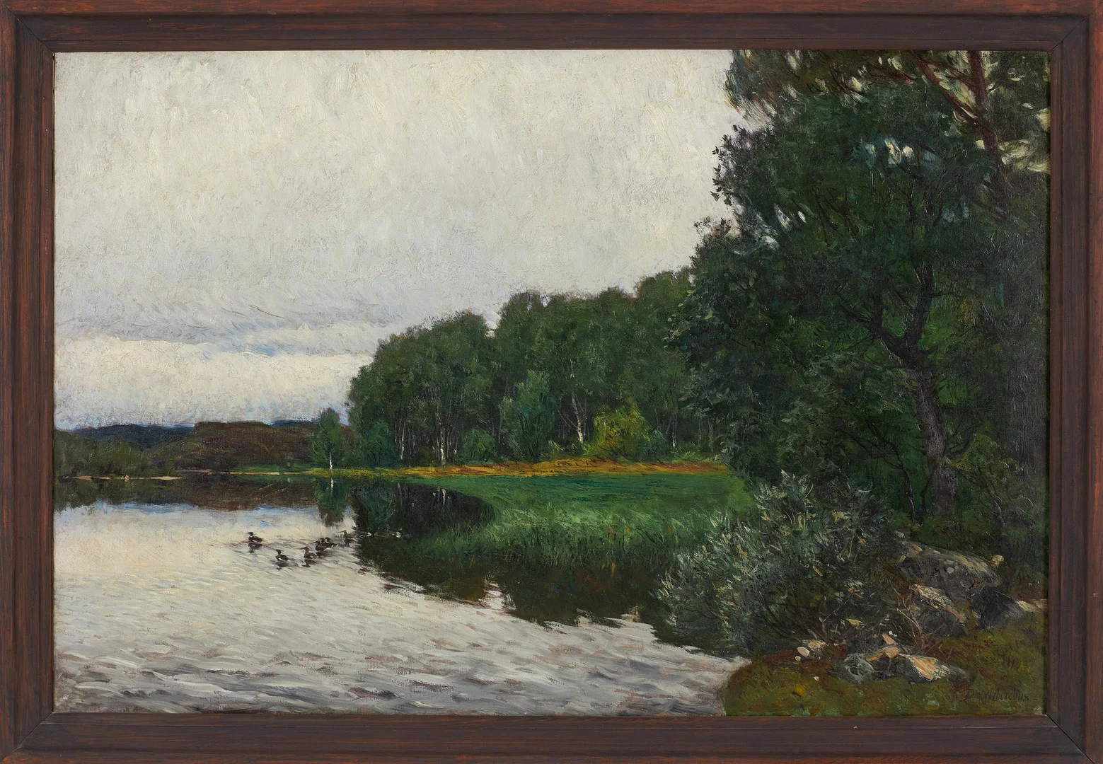 OLOF ARBORELIUS. Sjölandskap med änder, signerad Olof Arborelius, olja på duk, ca 71x105 cm. — Paintings — Stockholms Auktionsverk Sickla