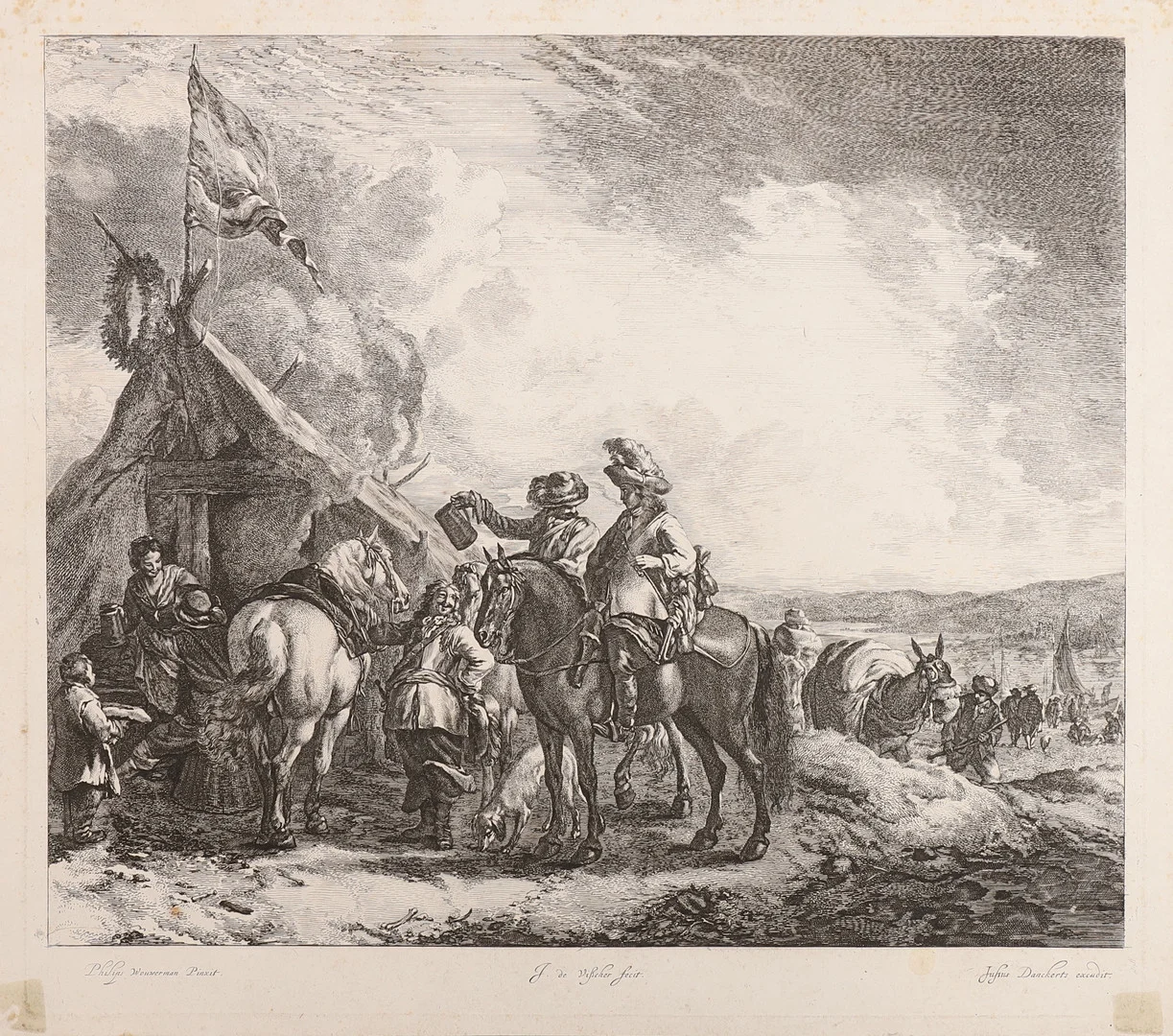 PHILIPS WOUWERMAN (HOLLAND, 1619-1668). "J.de Vißcher Zeit", kopparstick, signerad i tryck. — Engravings & Prints — Garpenhus Auktioner