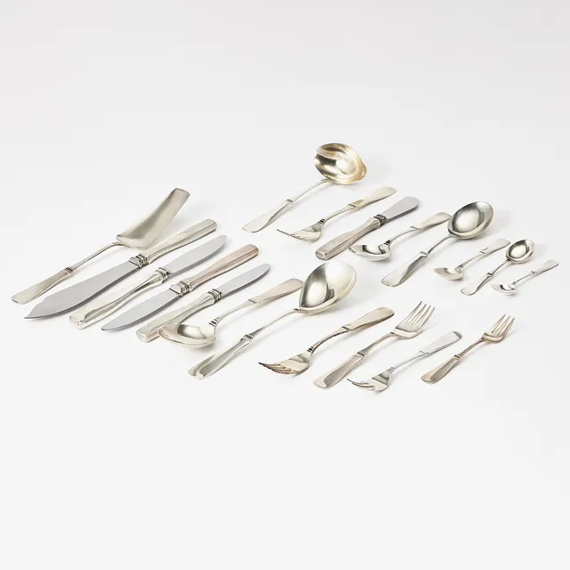 ERIC LÖFMAN. Bestickuppsättning 166 delar, silver, Modell Uppsala, för MGAB.