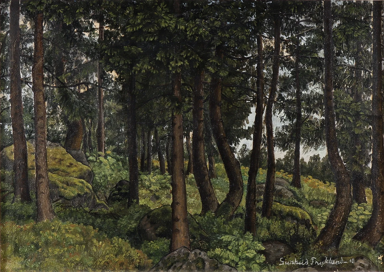 GUNHILD FRYKLUND. Skogsparti, 1910. — Paintings — Karlstad Hammarö Auktionsverk