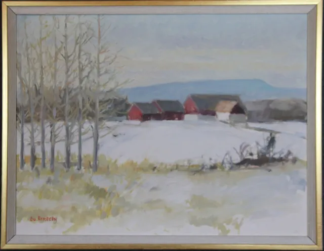 BO RYDSTERN. Olja på duk, "Vinterlandskap" Brunnby, signerad.