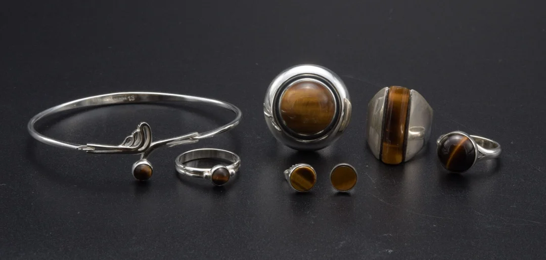 N. E. From, smykker med tigerøje, sterling sølv — Jewellery/Other jewellery — Lauritz