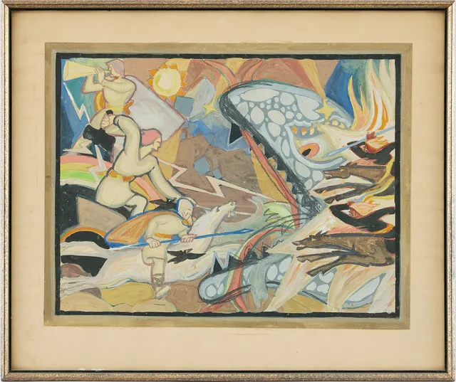 OSSIAN ELGSTRÖM. "Ättestupa"/"Le mort des Vikings".