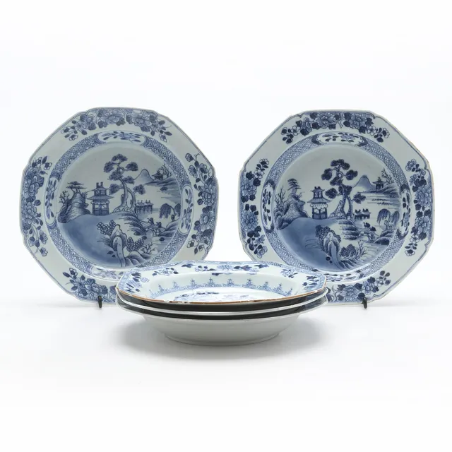 TALLRIKAR, porslin, djupa,5 st, Kina, Qianlong 1736-1795).