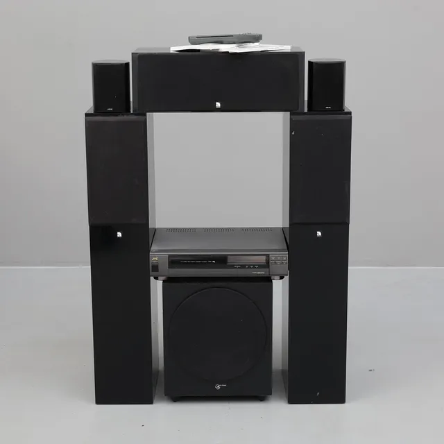 HEMMABIOSYSTEM, 7 delar, JVC, samt Audio-Pro.