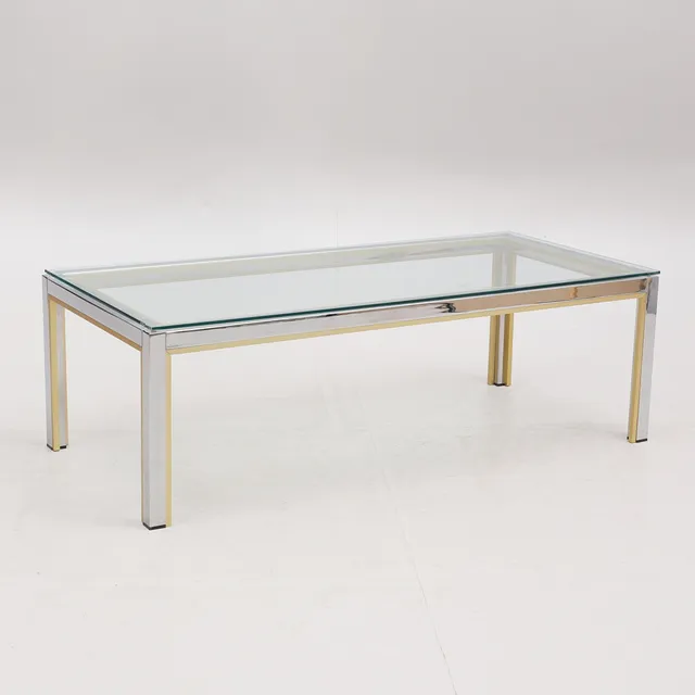 SOFFBORD, glas, krom och mässing, 1900-talets senare del.