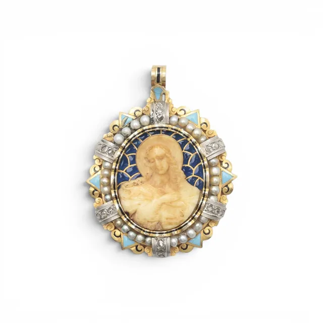 Catalan Art Deco devotional medal, circa 1940.