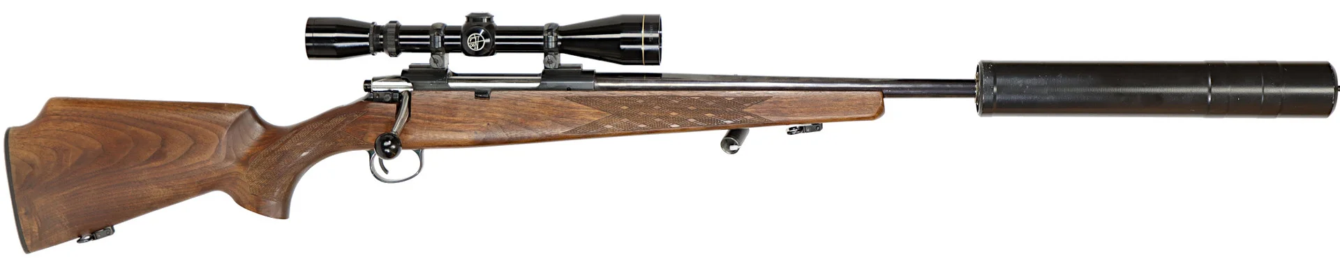 KULGEVÄR MED LJUDDÄMPARE, Repeter, fabrikat Varberger, modell 757, kaliber .30-06, tillv.nr 5733, se-nr begagnad. — Rifles — Walter Borg