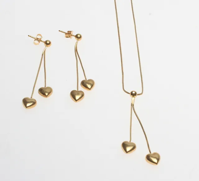 HALSBAND MED HÄNGE SAMT ETT PAR ÖRHÄNGEN, 18k guld, vikt ca 8 gr.