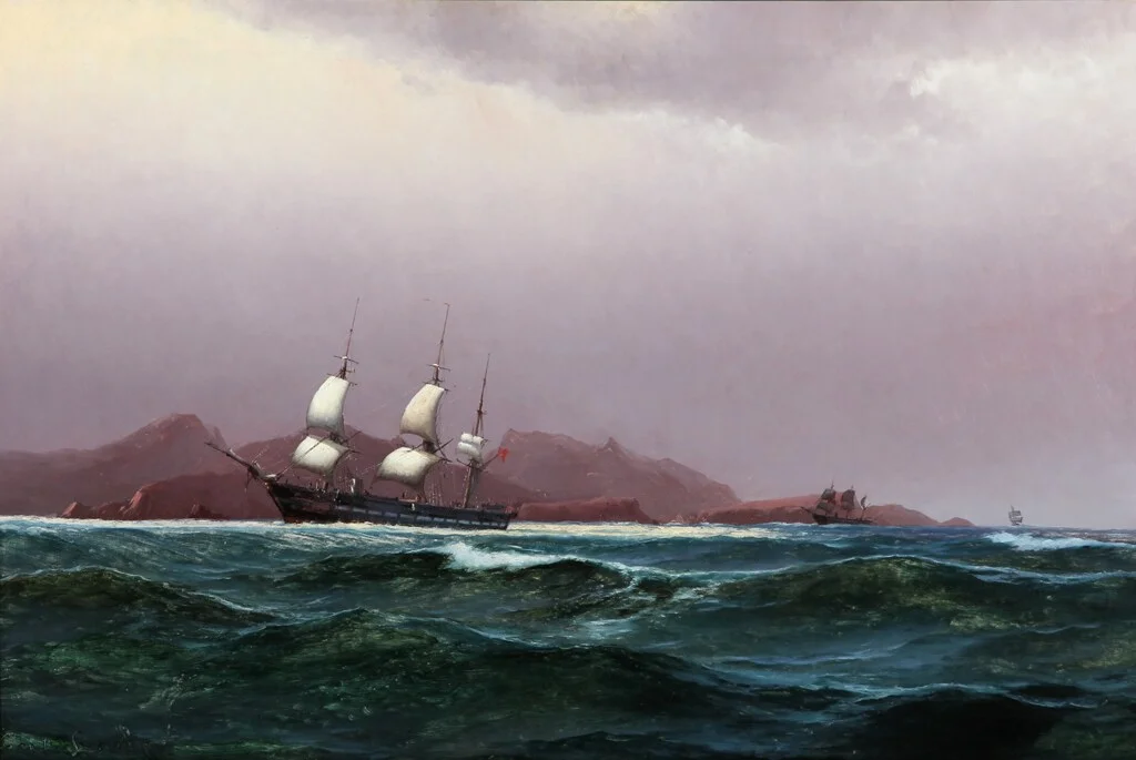 Carl Locher. Sailing ships off the coast — Paintings and sculptures/Older pictorial arts — Lauritz