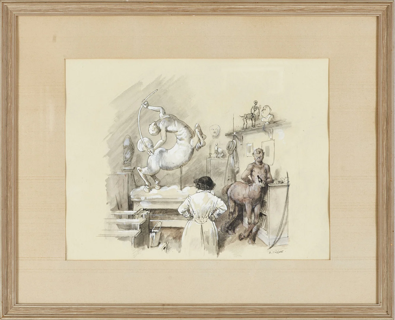 ROBERT HÖGFELDT (1894-1986). I ateljén, signerad R Högfeldt, akvarell. — Paintings — Crafoord Auktioner Stockholm