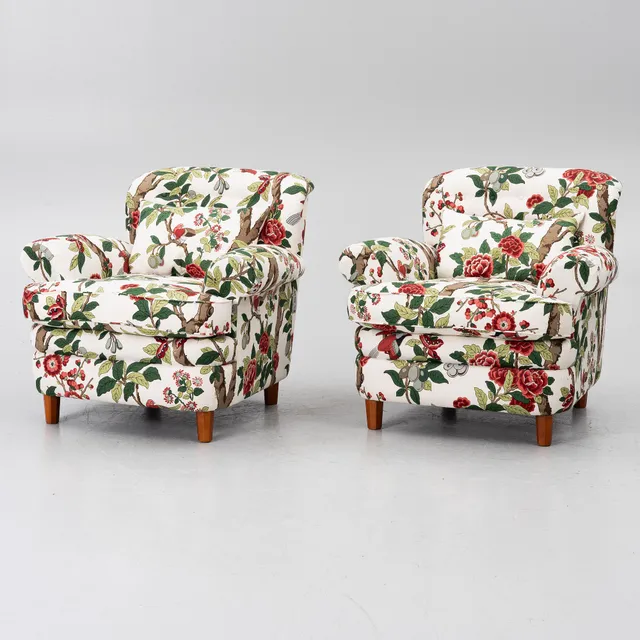 Josef Frank, fåtöljer, ett par, modell 336, Firma Svenskt Tenn, AB O.H. Sjögren, 2017.