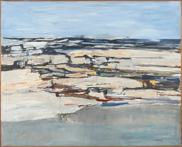 GÖSTA SUNDSTRÖM. Komposition, olja på duk, signerad.