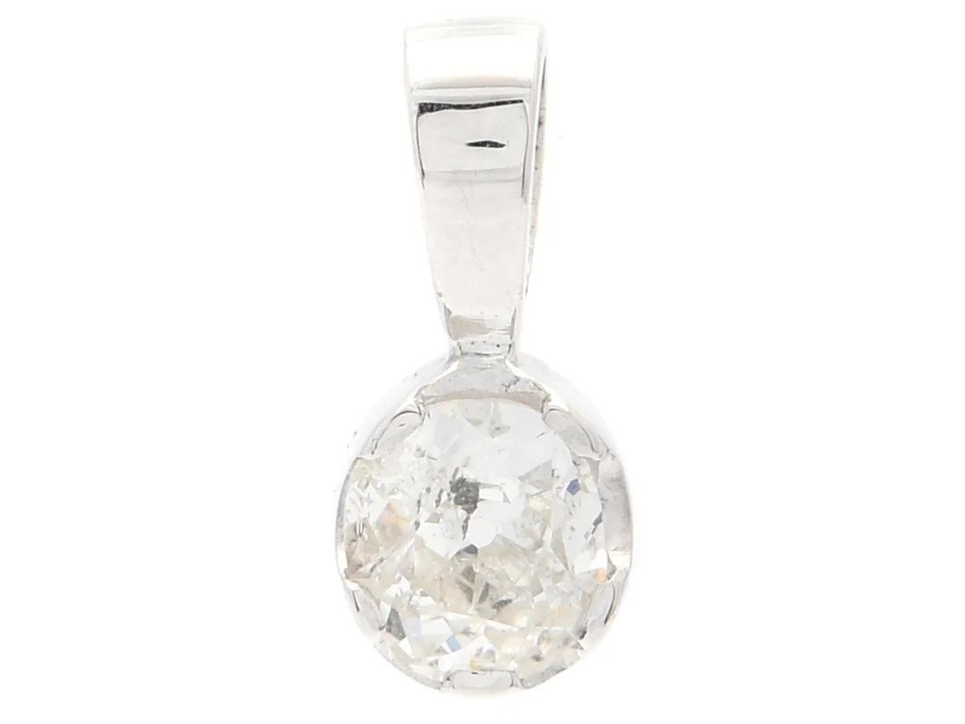 ENSTENSHÄNGE, 18K vitguld, gammalslipad diamant ca 0,50 ct, ca TCr-CR/P2, skadad, vikt 1,0 g. — Smycken/Hänge — Kaplans