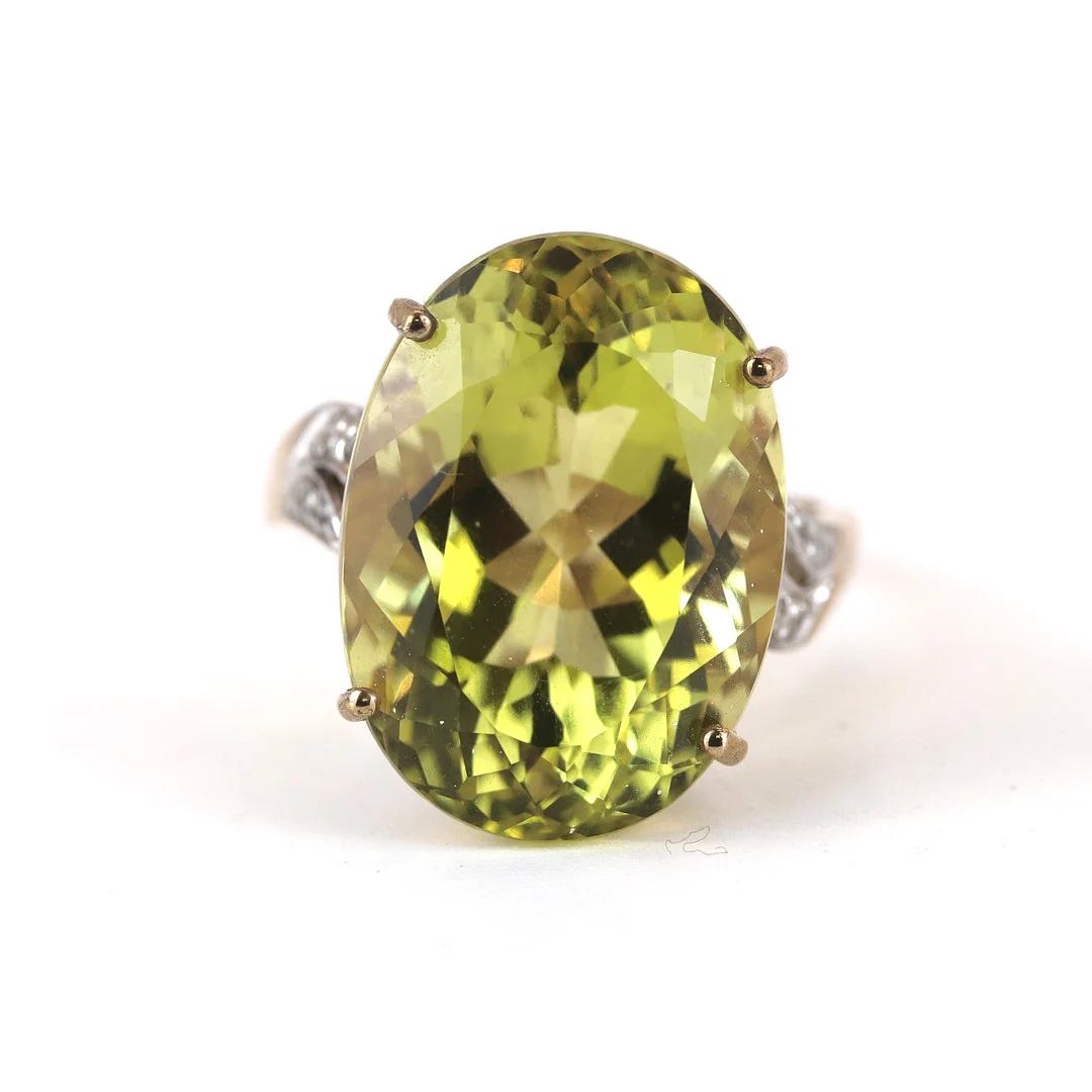 9CT GOLD CITRINE AND DIAMOND RING. — Rings — Chalkwell Auctions
