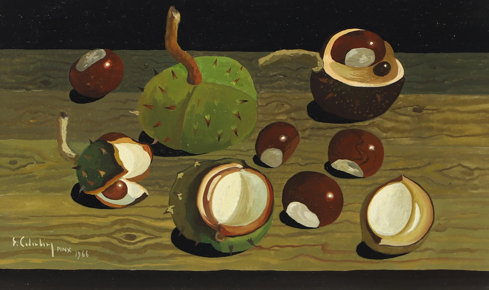 ERIC CEDERBERG. Stilleben med kastanjer, tempera, signerad E. Cederberg 1966. — Paintings — Helsingborgs Auktionskammare