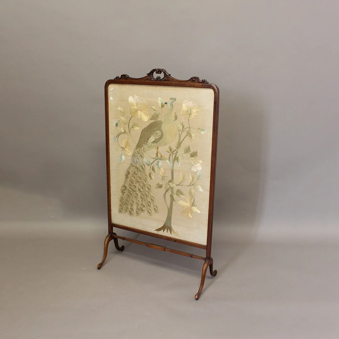 A 19TH CENTURY SILKWORK FIRESCREEN. — Other — Lawrences Auctioneers