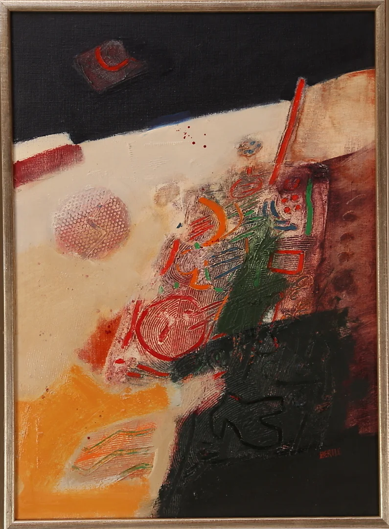 LARS BERTLE. Olja på duk, "Natten på ön" signerad Bertle, daterad 1969 a tergo. — Paintings — Leiflers Auktionshus