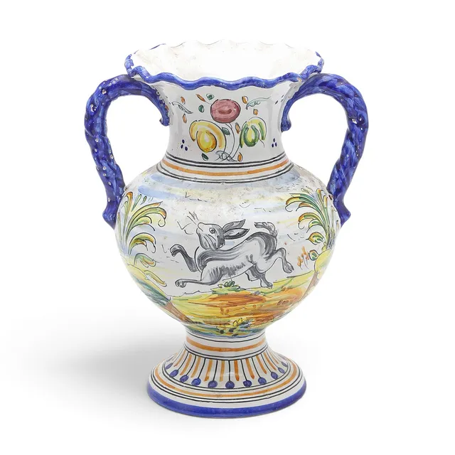 Talavera earthenware vase in the 18th Century style, 20th Century.