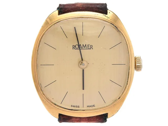ROAMER, damur, 25 mm, Boett nr. 6565 / 8210.140 / 70234, doublé (10 micron), manuell, plexiglas, läderband, ca 1970.