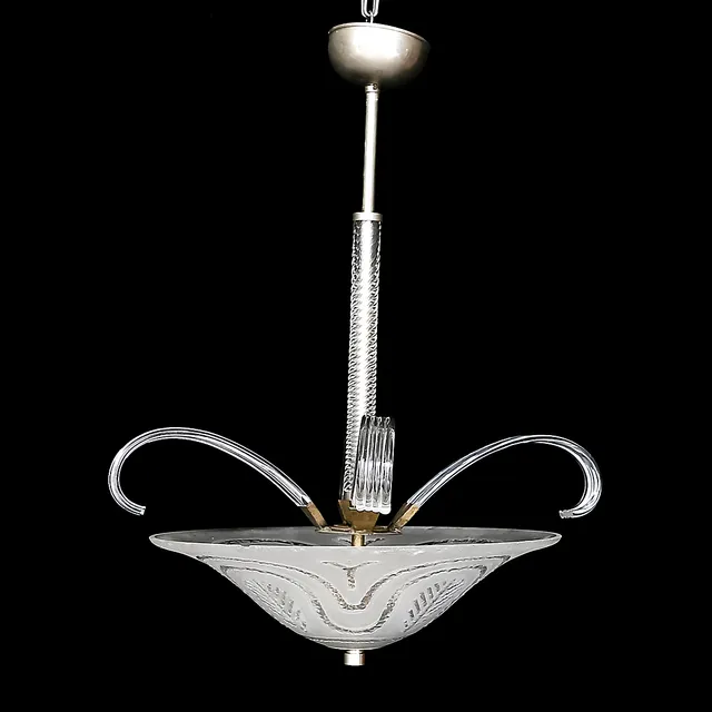 TAKLAMPA, glas, möjligen Orrefors, 1900-talets mitt.