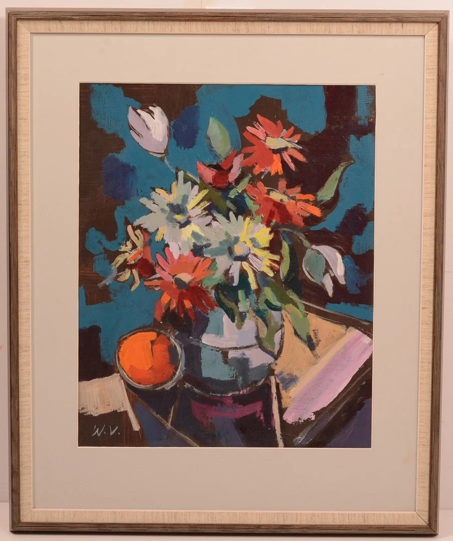 WOLFGANG VOLLHARD. Blomsterstilleben. Olja på pannå. — Paintings — Connoisseur Bokauktioner