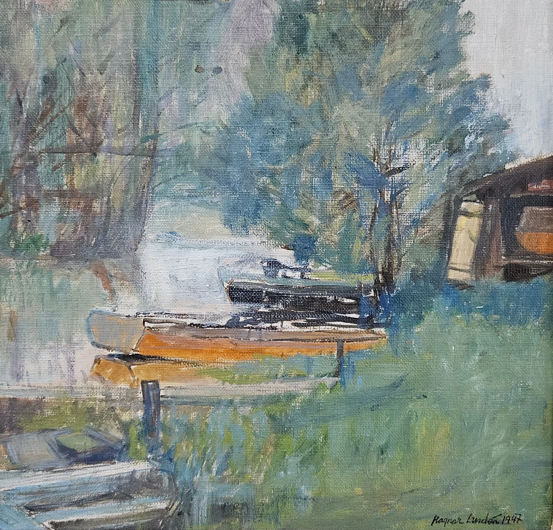 RAGNAR LINDÉN. Olja på pannå, signerad och daterad Ragnar Lindén 1947. — Paintings — Auktionshuset Thörner & Ek