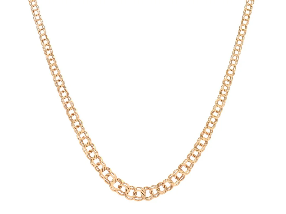 COLLIER, 18K guld, doserad bismarcklänk, längd 42 cm, vikt 12,4 g. — Smycken/Collier — Kaplans
