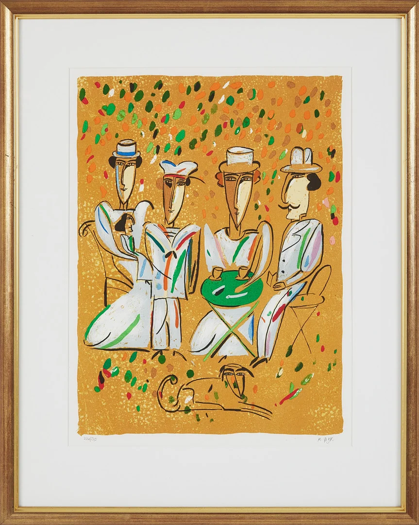 MADELEINE PYK. Figurkomposition, signerad och numrerad, färglitografi. — Engravings & Prints — Stockholms Auktionsverk Magasin 5