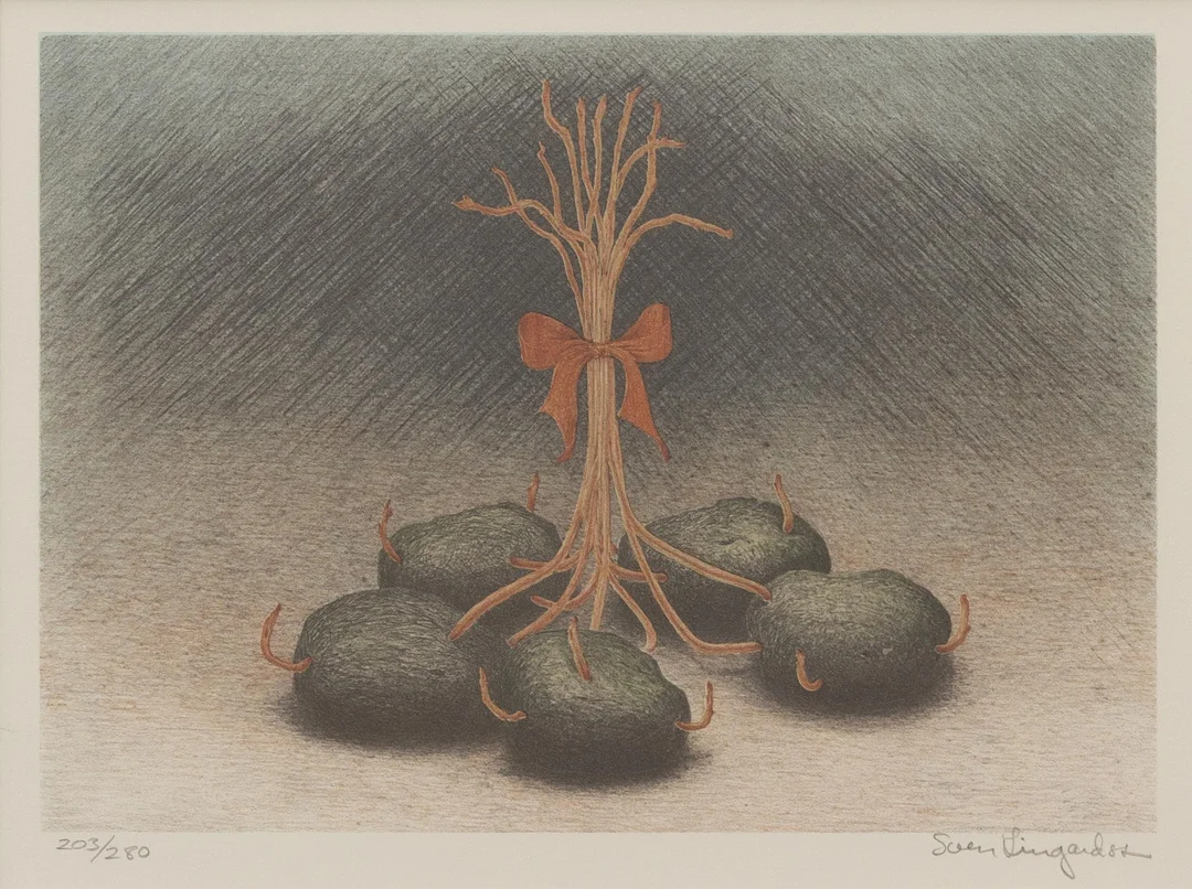 SVEN LINGARDSZ. Komposition, litografi nr 203/280, signerad. — Engravings & Prints — Garpenhus Auktioner