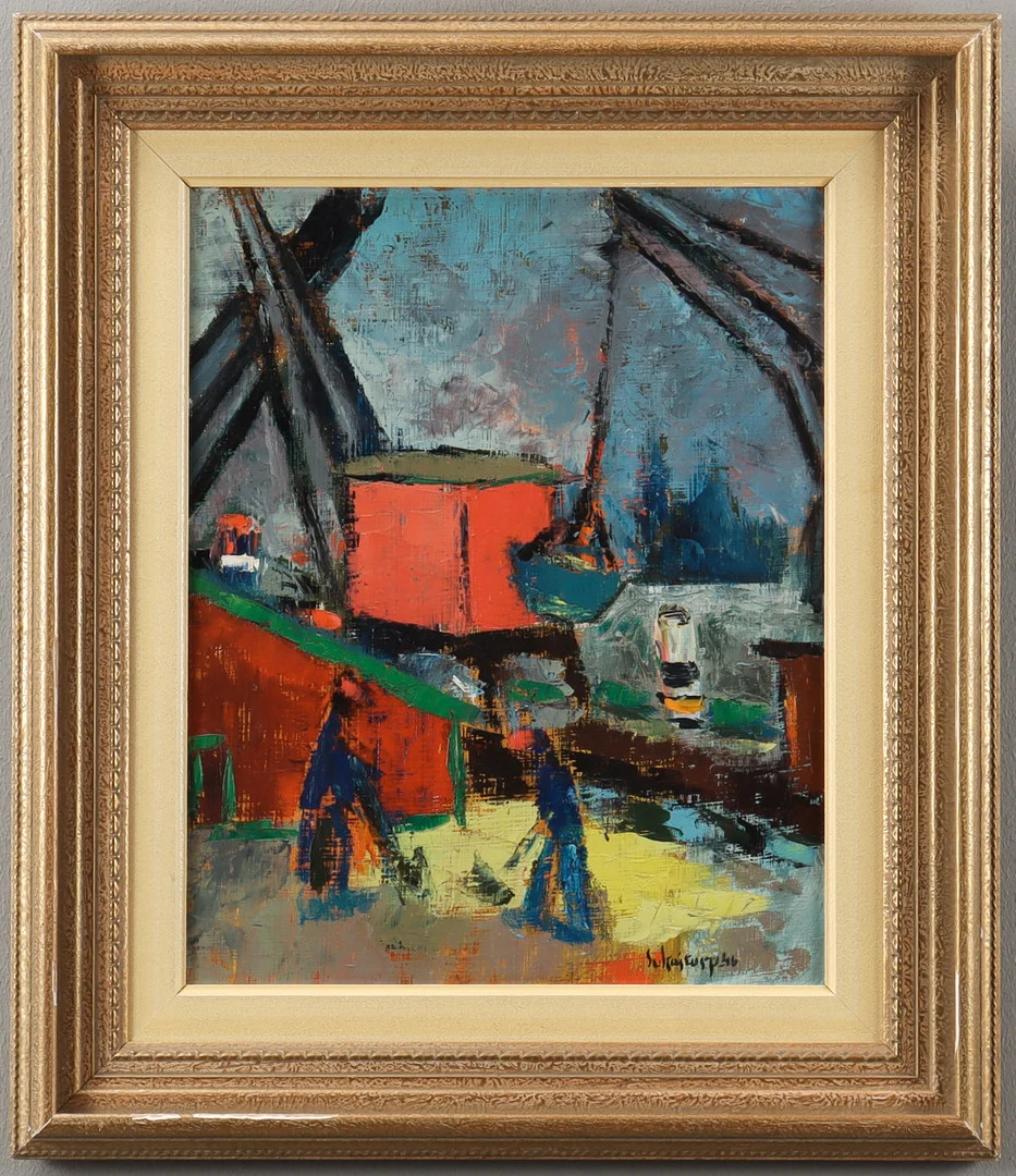 HANS KAJTORP. Hamnbild. — Paintings — Karlstad Hammarö Auktionsverk