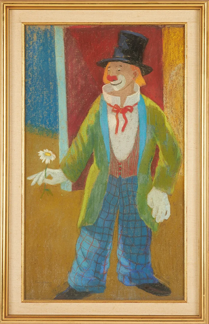 BENGT CARLBERG. Clown, pastell, signerad. — Paintings — Stockholms Auktionsverk Sickla