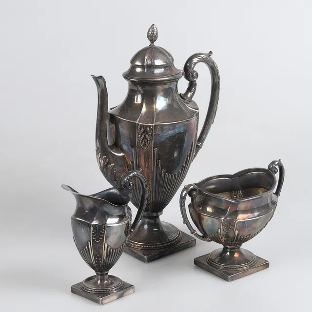 KAFFESET, Nysilver, 3 delar.