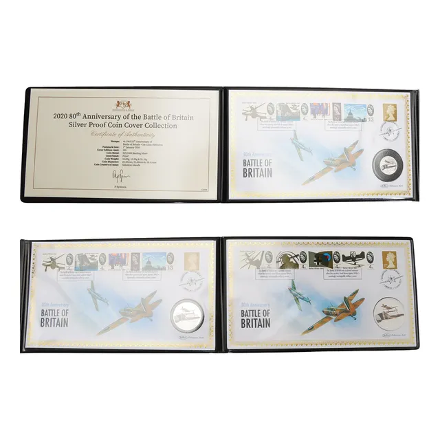 HARRINGTON & BYRNE 2020 80TH ANNIVERSARY OF THE BATTLE OF BRITAIN SILVER PROOF COIN COVER COLLECTION.