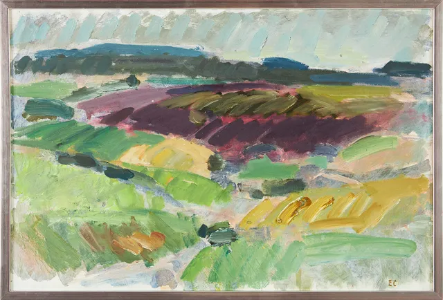 ERIK CEDERVALL (1923-2013). "Sinarpsdalen", olja på masonitpannå, monogramsignerad EC.