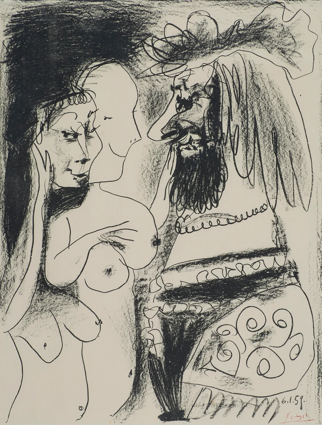 Picasso, Pablo — "Le vieux roi", 1959 (6-1-59) — Kunst/Grafikk — Blomqvist