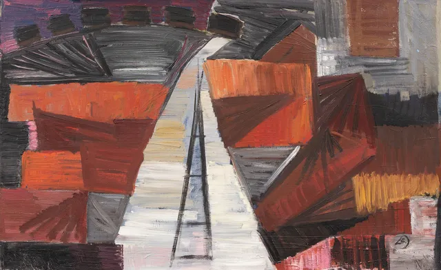 LENNART JÖNSSON (1924-2014). "Tegelbryggan", olja på duk, signerad.