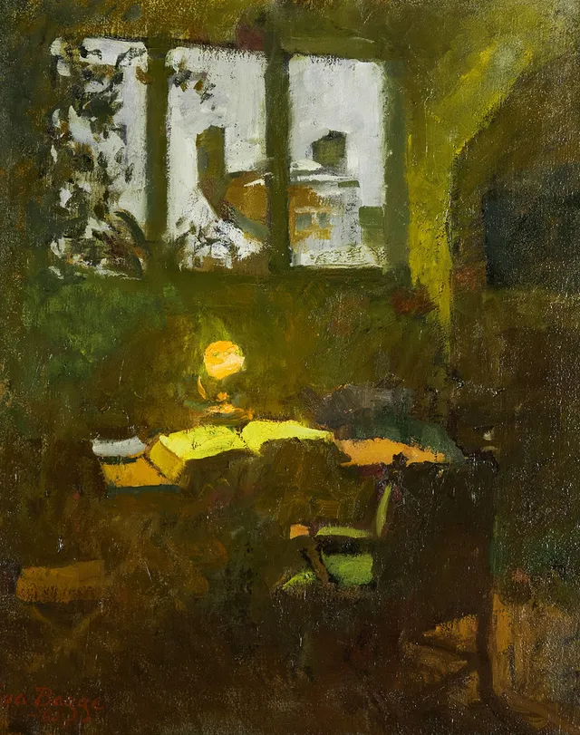 EVA BAGGE (1871-1964), Fönsterljus - stilleben, signerad och daterad, olja på pannå.