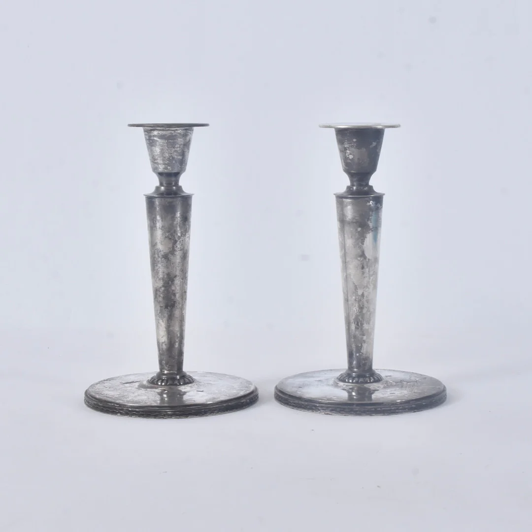ERIC RÅSTRÖM. ljusstakar, 1 par, silver, C G Råström Stockholm 1950. — Silver — Halmstads Auktionskammare