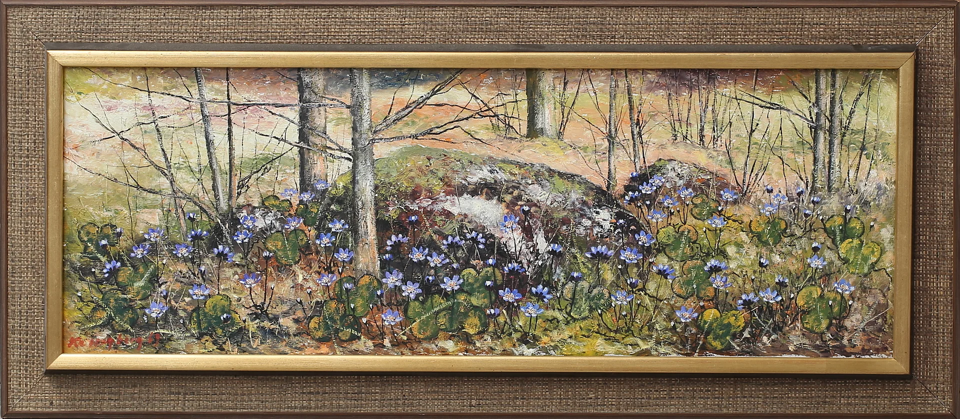 KARL ERIK HAGBERG. Blåsippor, olja på duk, signerad, daterad -69. — Paintings — Växjö Auktionskammare