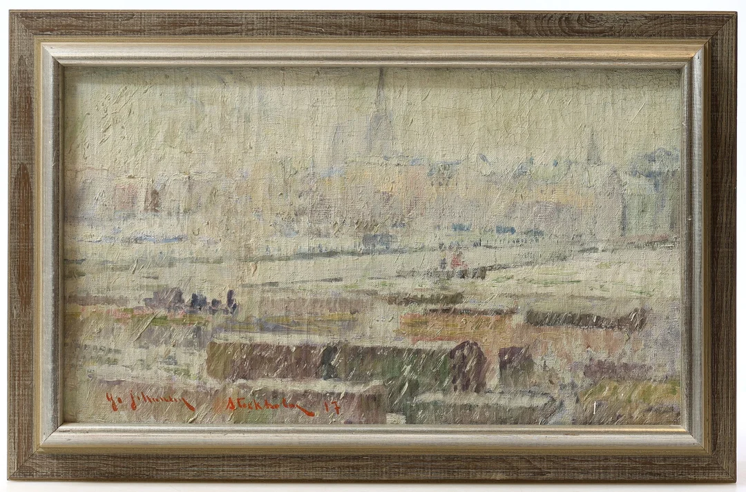 YO JOHANSSON. "Stockholm 1917", olja på duk, signerad. — Paintings — Gomér & Andersson Nyköping
