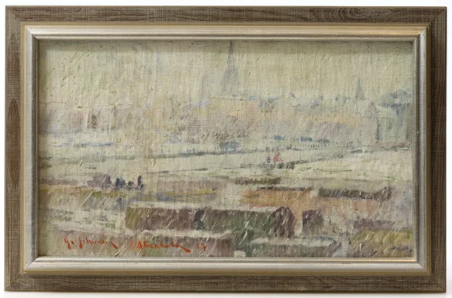 YO JOHANSSON. "Stockholm 1917", olja på duk, signerad.
