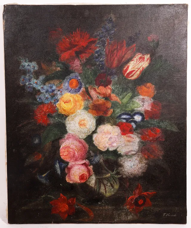 FLORES. ÓLEO SOBRE LIENZO. FIRMADO F. NACAROLI.