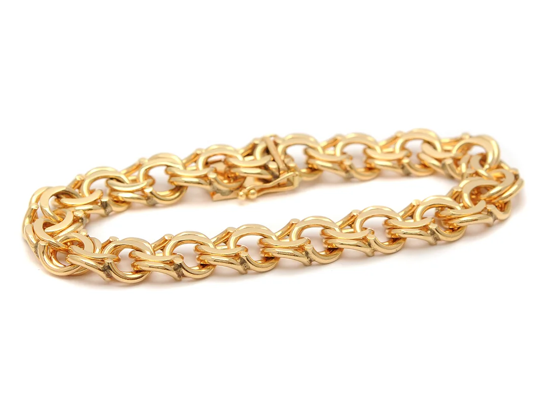 ARMBAND, 18K guld, Bismarck, längd 19 cm, vikt 46,3 g, svenska stämplar. — Smycken/Armband — Kaplans