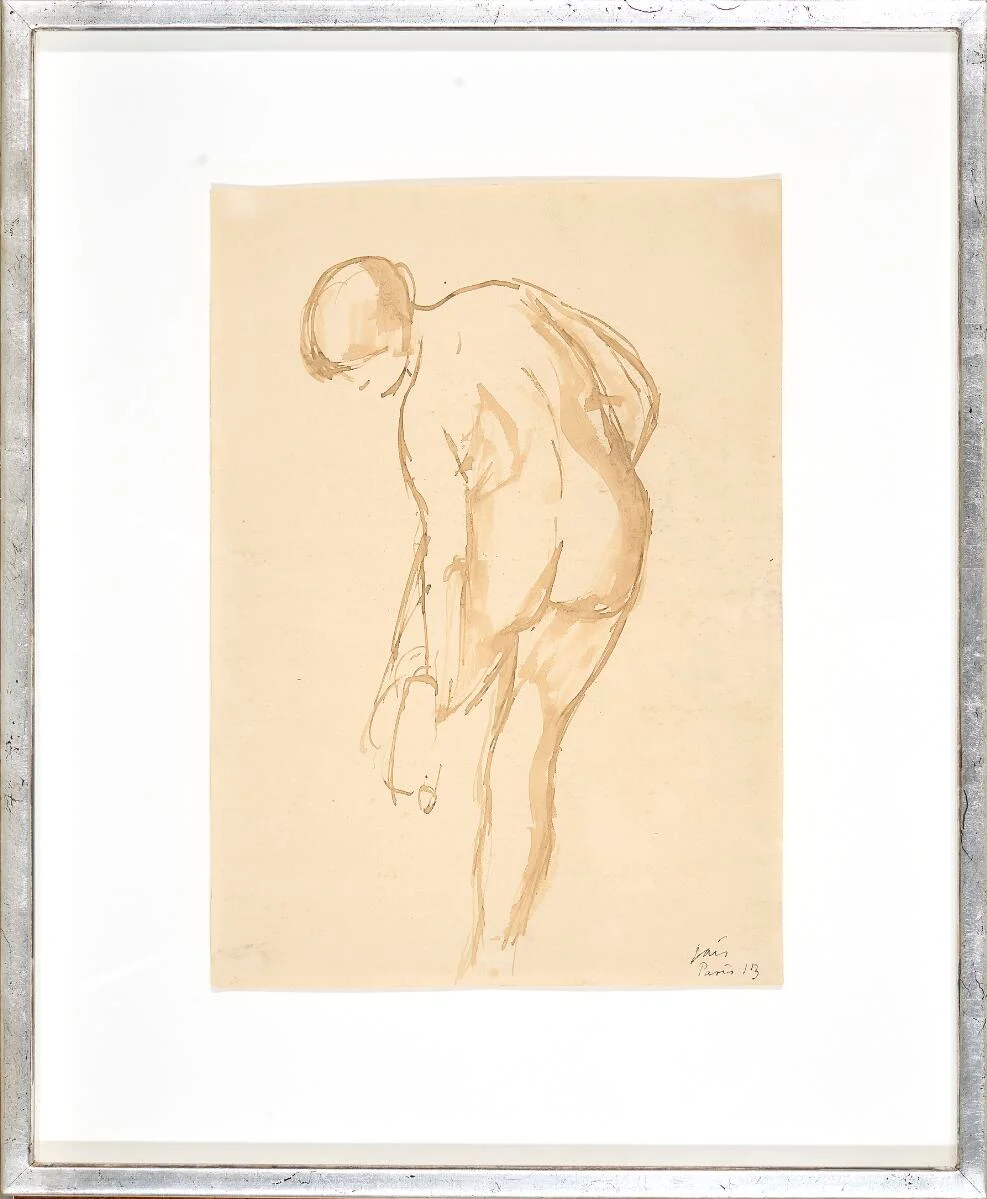 Female model. Signed Jais Paris 13. Watercolour on paper. Sheet size 31×22 cm. — Modern Paintings/Classical modernism — Bruun Rasmussen